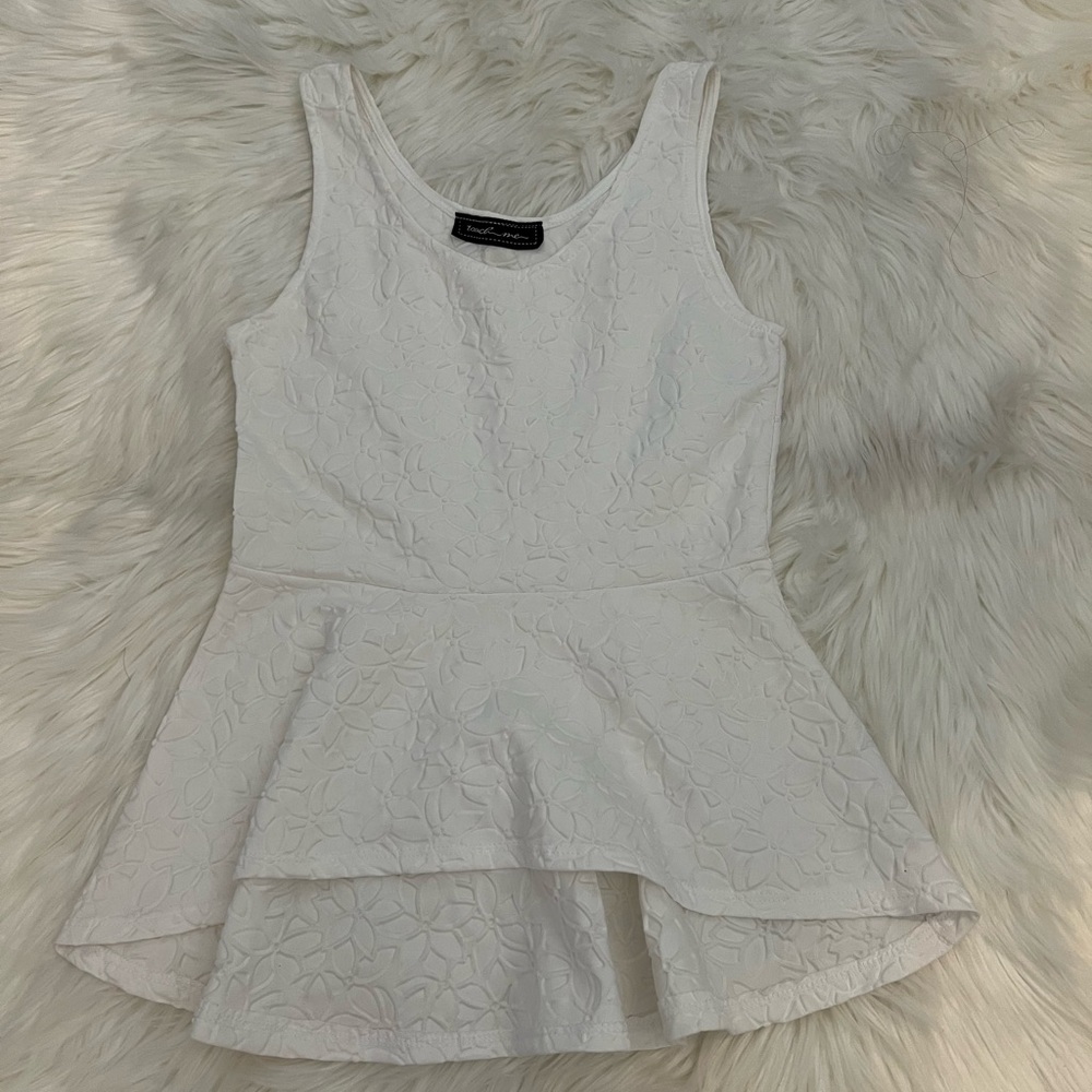 White Peplum Sleeveless Top